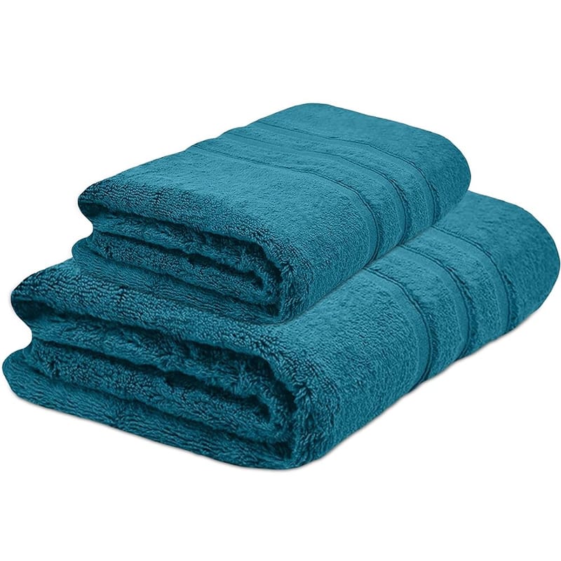 Towelogy Premium Cotton Zero Twist Bath Towels Set, Bath Sheet and Bath Towel, Teal