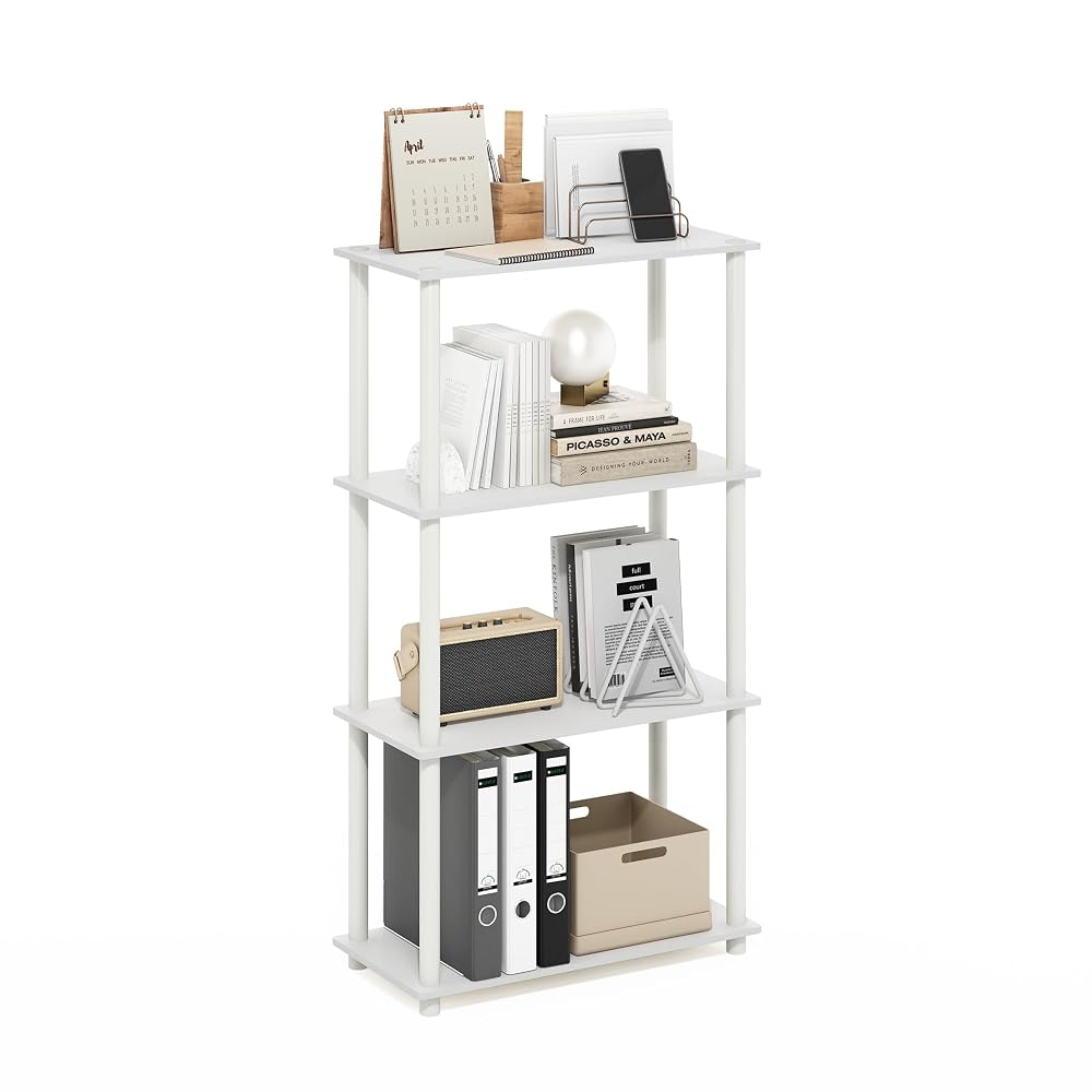 Furinno TURN-N-TUBE Storage Shelves, 4-Tier Toolless Bookcase