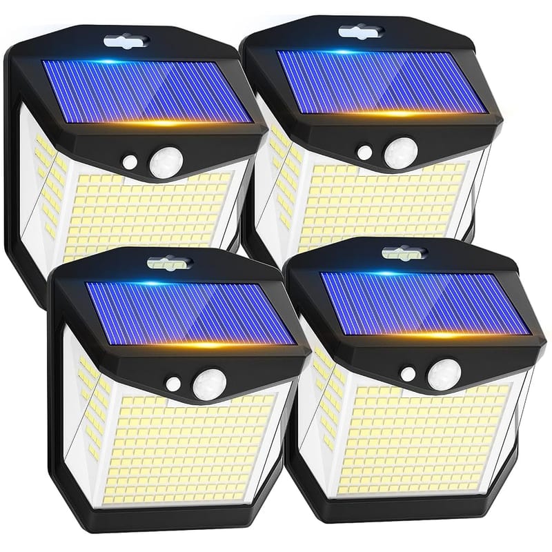 Solar Security Lights Outdoor Garden, 248 LED Motion Sensor, 270° Wide Angle, IP65 (4 Pack)