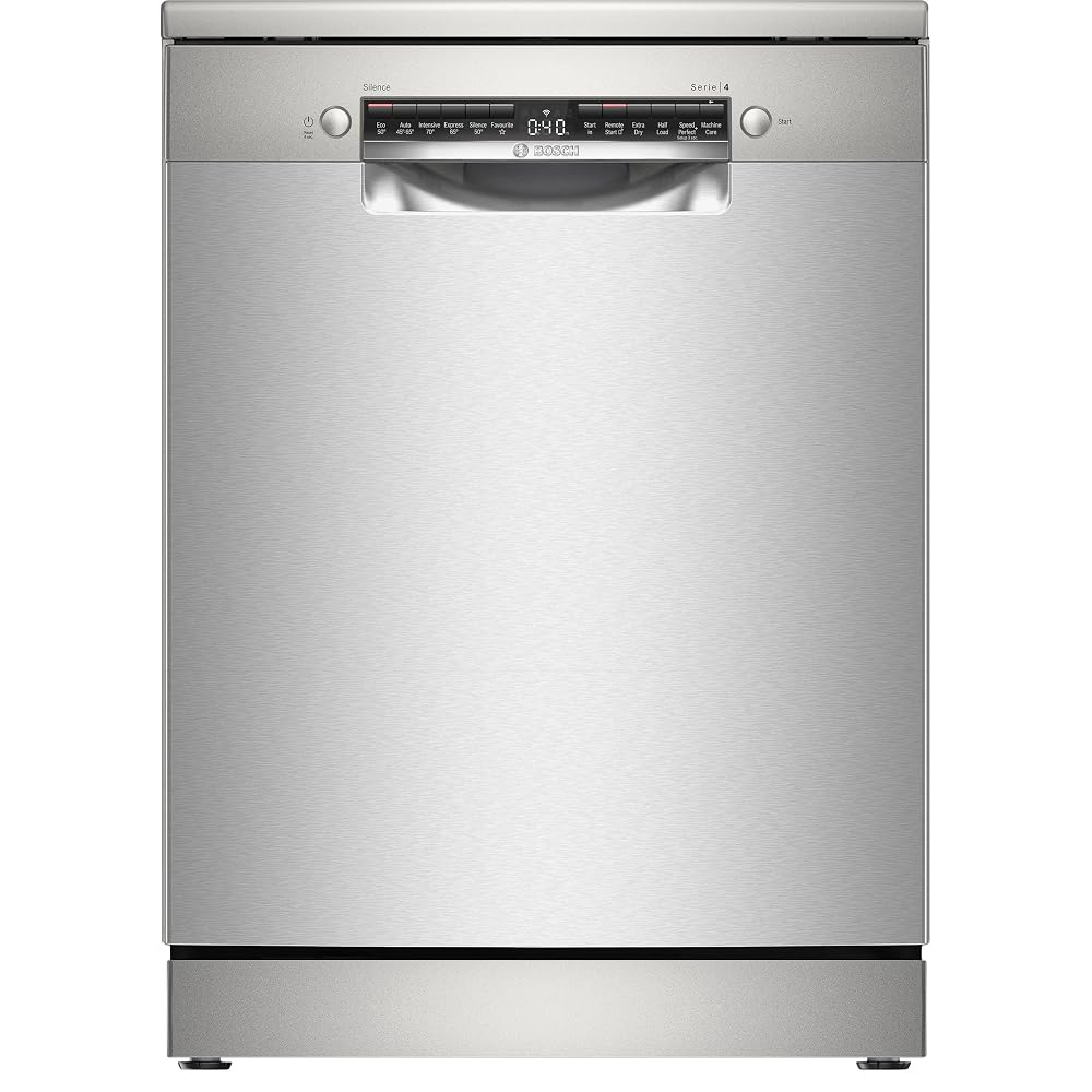 Bosch Series 4 SMS4EKI06G Freestanding Dishwasher, 60cm, 14 Place Settings - Silver Inox