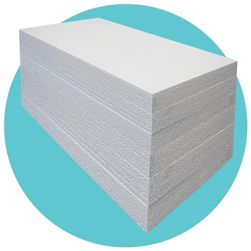 Triplast Expanded Polystyrene Foam Sheets EPS 70 (6 Sheets, 1200 x 600 x 50mm Each) - BBA Certified Wall & Floor Insulation Board - Box Lining & Packaging Foam Board - White Blocks for DIY Projects