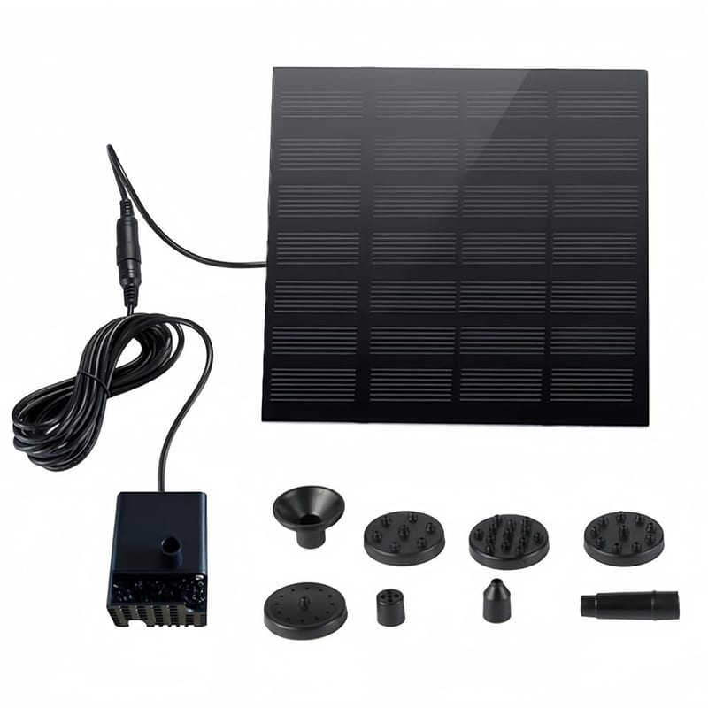 Solar Fountain Pump, Upgraded Solar Water Pump with 6 Nozzles, Separate Solar Panel