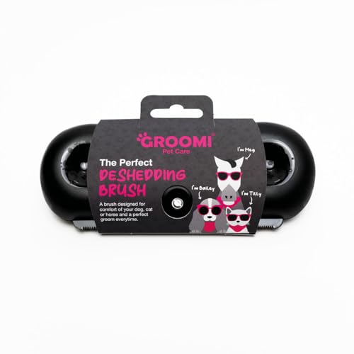 Groomi Deshedding & Grooming Brush for Dogs, Cats, Horses & Rabbits, Wide Shallow Comb