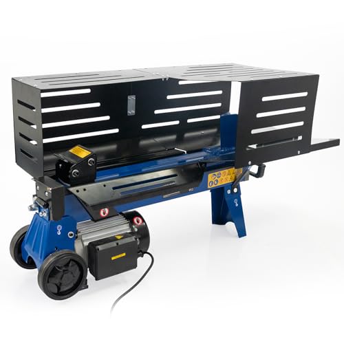 Hyundai 7 Tonne Horizontal Electric Log Splitter with Hydraulic Ram & Steel Safety Cage, 250mm Split Capacity