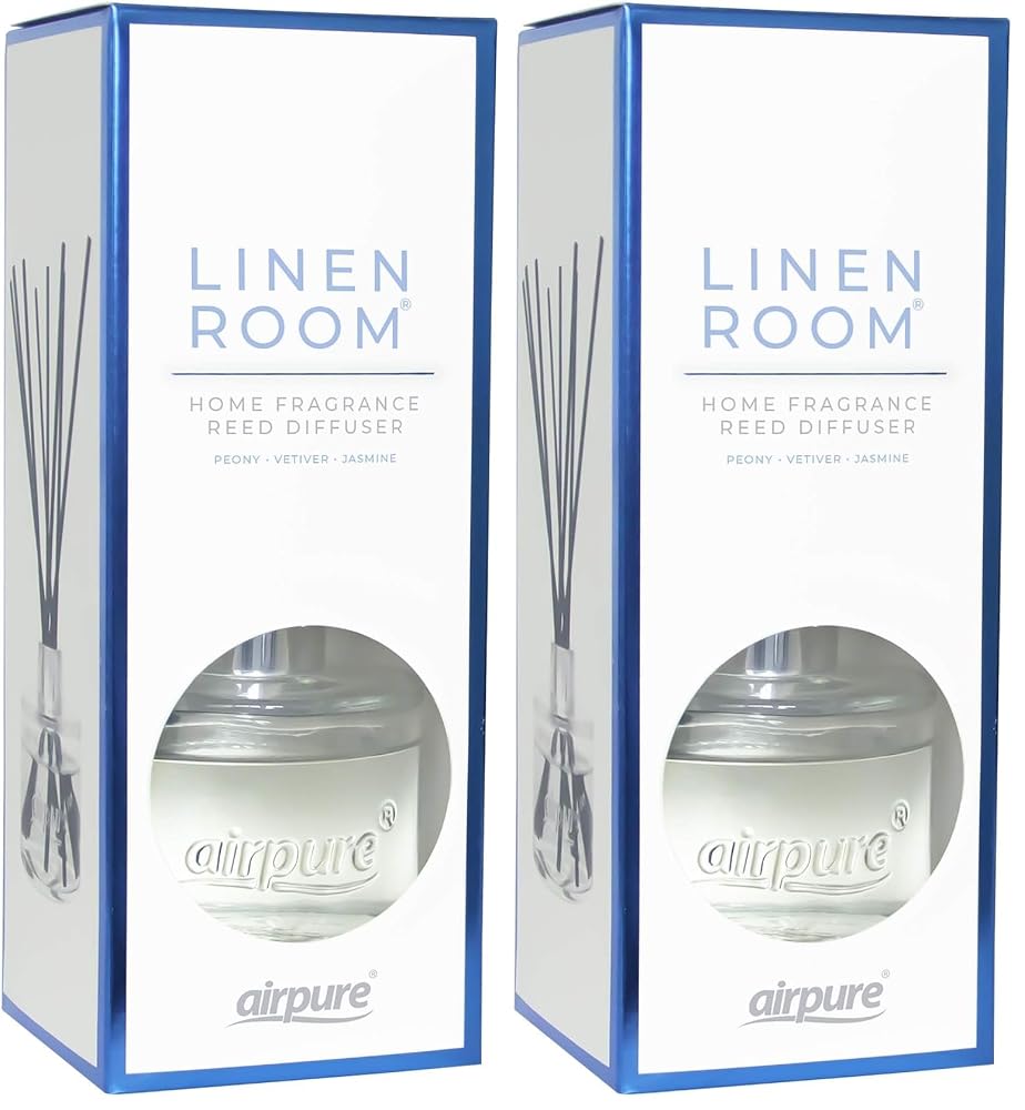 AIRPURE Reed Diffuser, 100ml Oil Set with 8 Black Reeds, Continuous Room Scent, Linen Fragrance