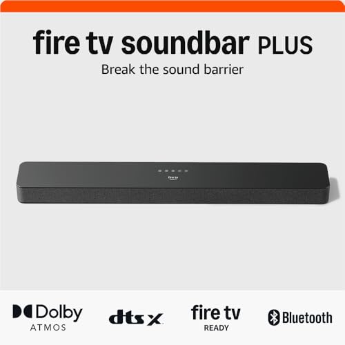 Amazon Fire TV Soundbar Plus, 3.1 Channel, All-in-One Design, Dolby Atmos, DTS:X, Clear Dialogue