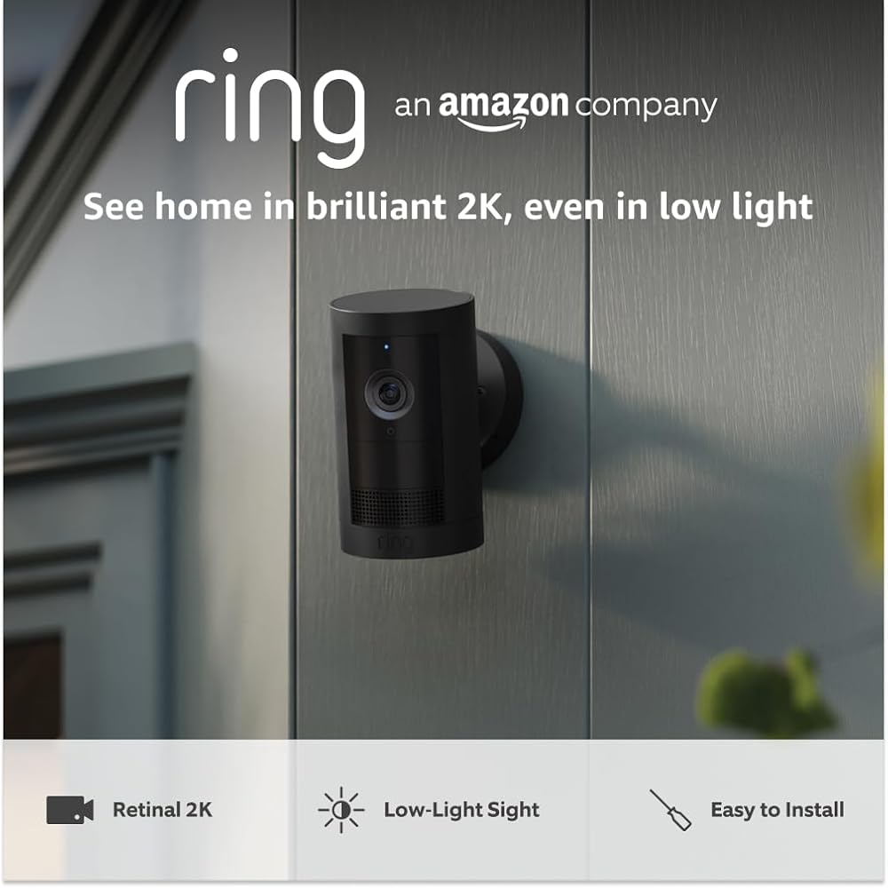 Ring Battery Outdoor Camera Plus (Newest Gen), Wide-Angle, Retinal 2K, DIY Wireless Outdoor Security Camera
