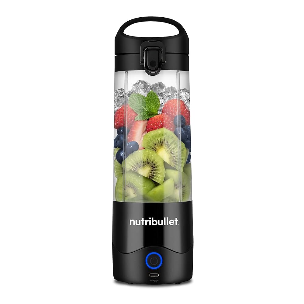 nutribullet Portable Blender in Black - Powerful Extractor Blade, 475ml Cup, To-Go Lid, USB-C Charging Cable - Delivers 15+ Blending Cycles per Charge
