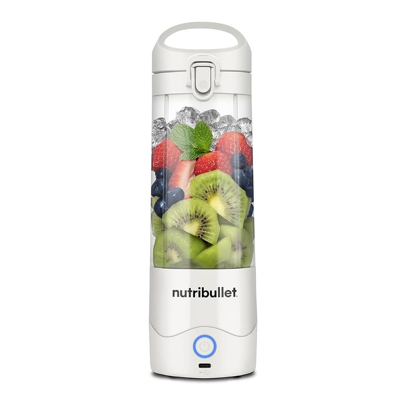 nutribullet Portable Blender in White - Powerful Extractor Blade, 475ml Cup, To-Go Lid, USB-C Charging Cable
