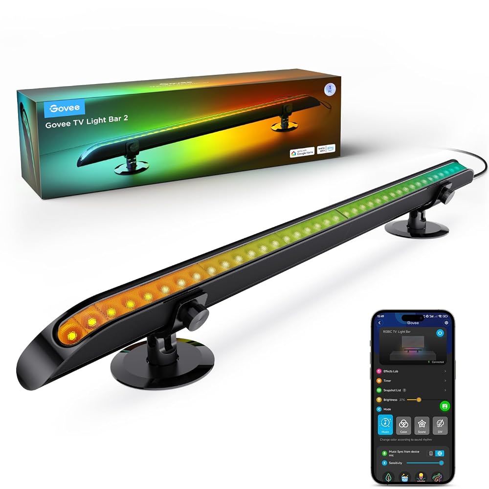 Govee LED Lightbar, 31 Inch RGBIC TV Light Bar with Multiple Placement Options, for 55-70 inch TVs