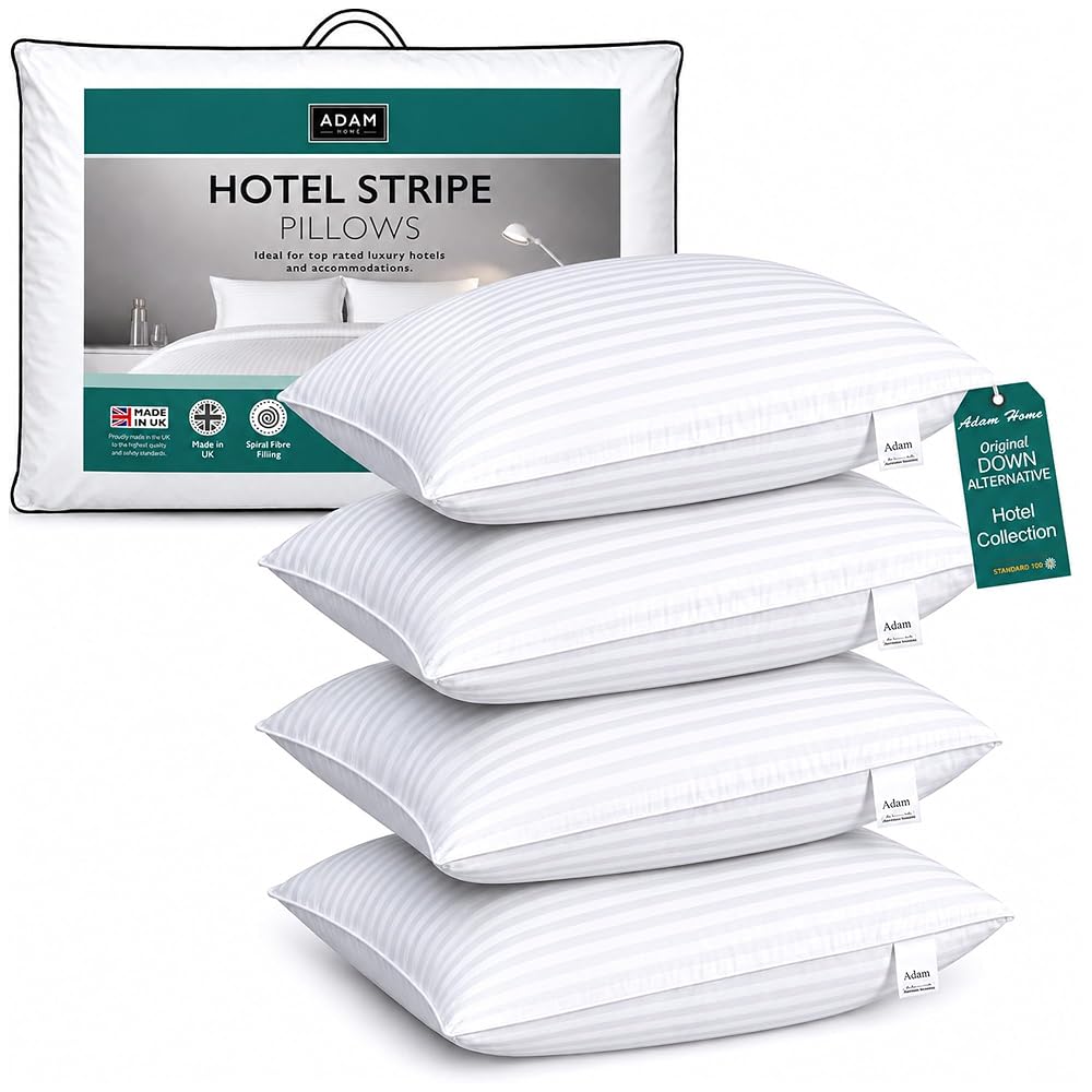 Adam Home Pillows 4 Pack, Hotel Quality Bed Pillows for Side Sleepers, Soft Support