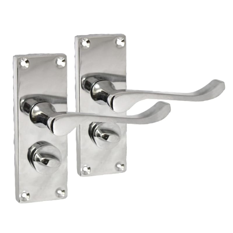 Door Handles Internal for Interior Doors Internal Door Handle Sets - Victorian Scroll Polished Chrome Lever Door Latch Handles - Chrome Door Handles Set (Privacy Lock)