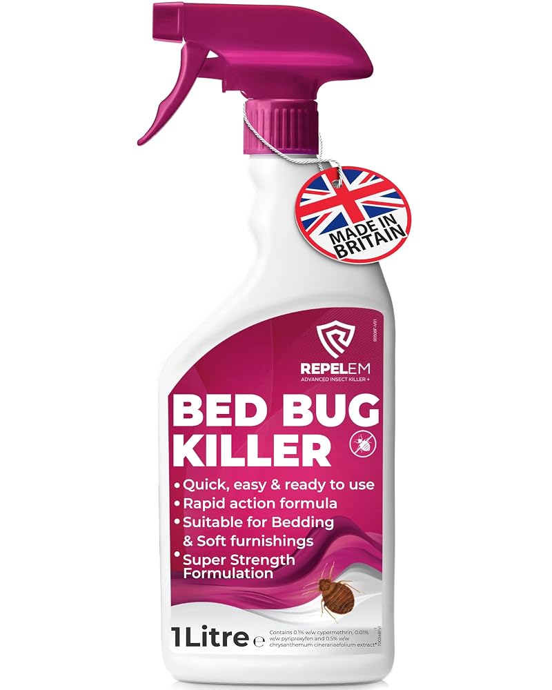 REPELEM Bed Bug Spray - Strong Killer, for Mattresses, Kills All Stages 1L, All-in-One Treatment for Mattresses, Soft Furnishings & Around the Home