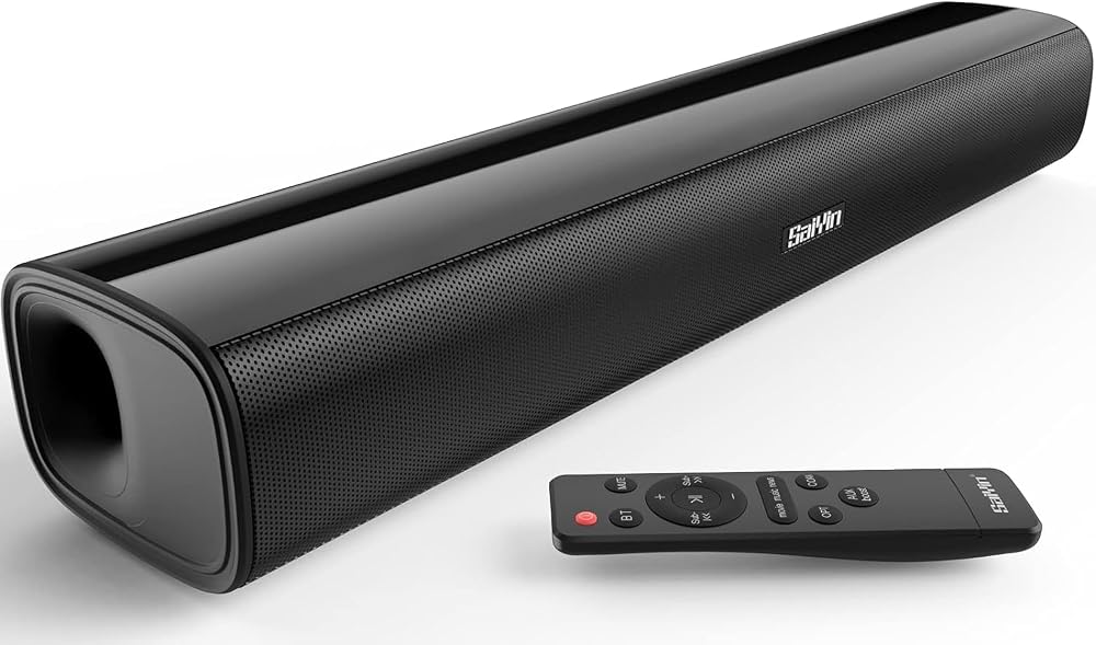 Saiyin Sound Bar for TV, 40 Watts Small Soundbar, Surround Sound System with Bluetooth 5.3/Optical/AUX Connection, 17 inch
