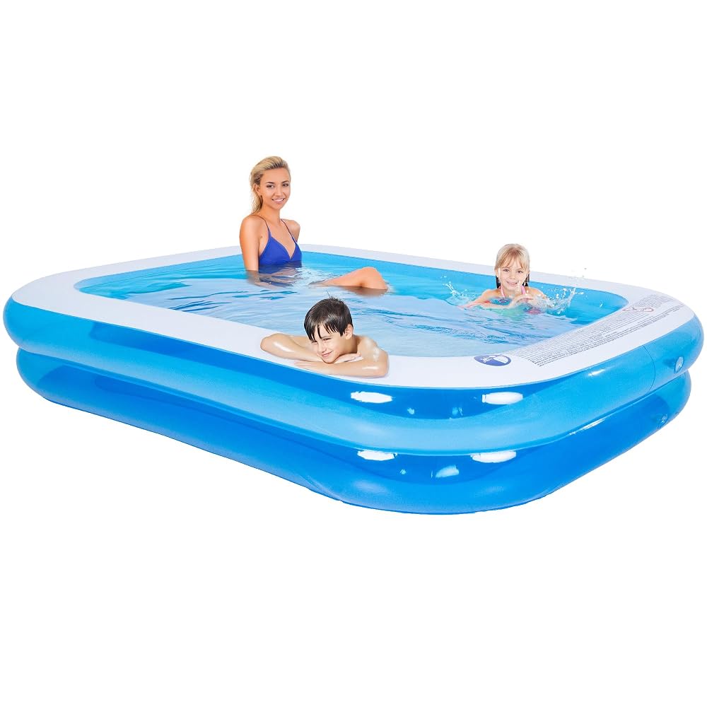 Splosh Inflatable Family Swimming Pool For Kids - Large Rectangle Paddling Pool 2.62m x 1.75m