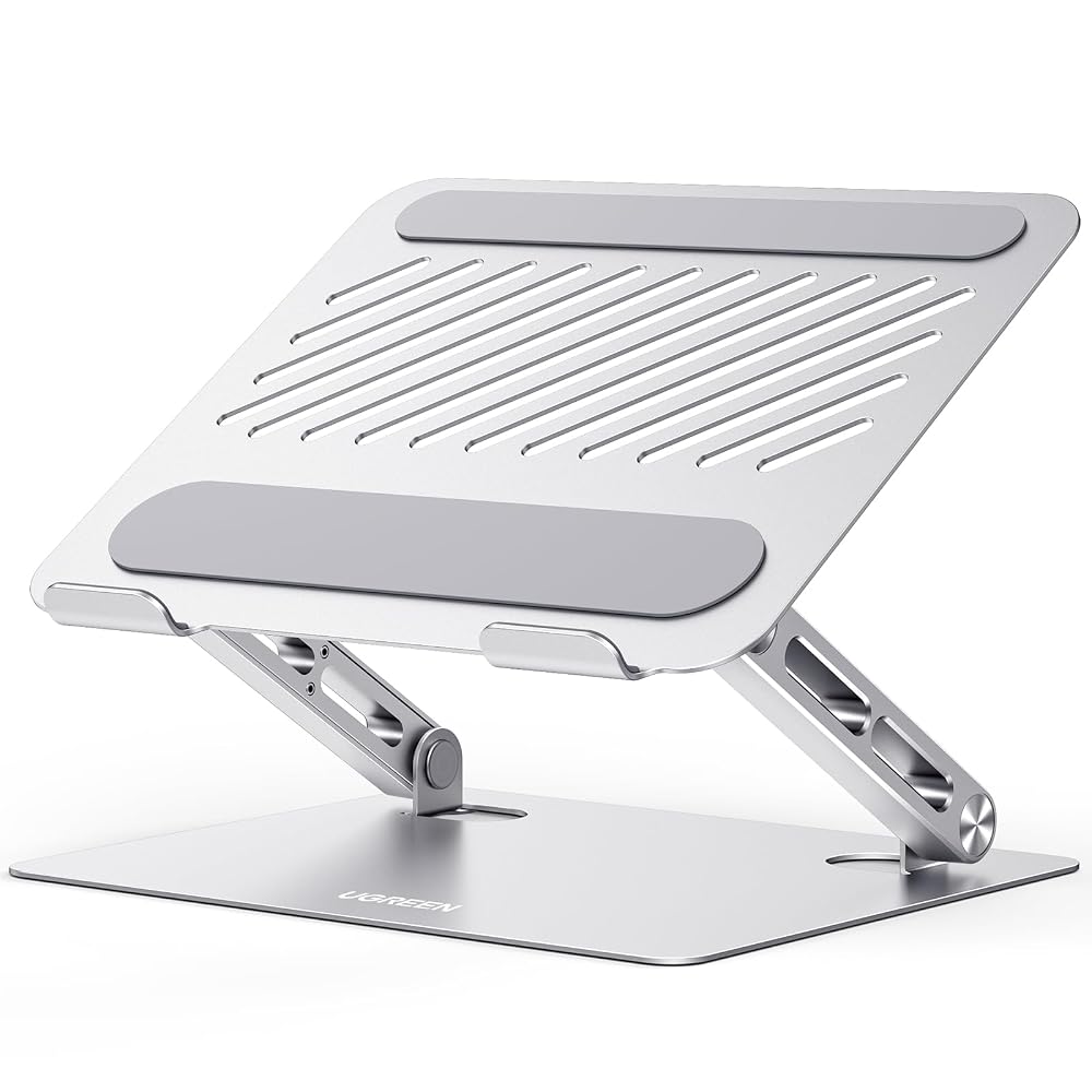 UGREEN Laptop Stand, Aluminum Adjustable Laptop Riser with Heat-Vent, Ergonomic Foldable Laptop Stand for Desk Compatible with MacBook Pro/Air/Neo, IdeaPad, Surface Laptop, HP (10-17 inches)