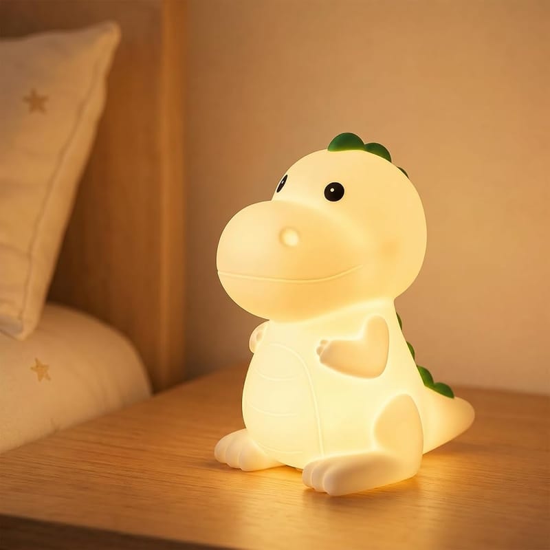 Kids Night Light Squishy Dinosaur Nightlight for Kids Room, 7 Color Changing Children Bedside Lamp, Portable Rechargeable Touch Dimmable Baby Silicone Cute Night Light Dinosaur Lamp for Boys Girls