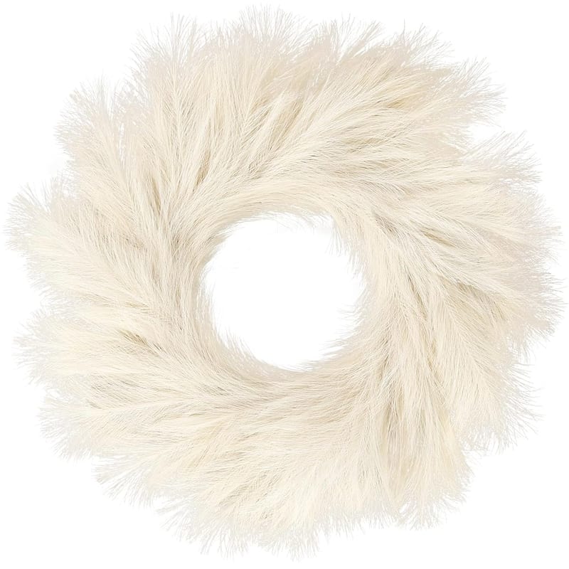 Sggvecsy 26 Inch Artificial Pampas Grass Wreath, Boho Farmhouse Wreath for Front Door and Wall Decor