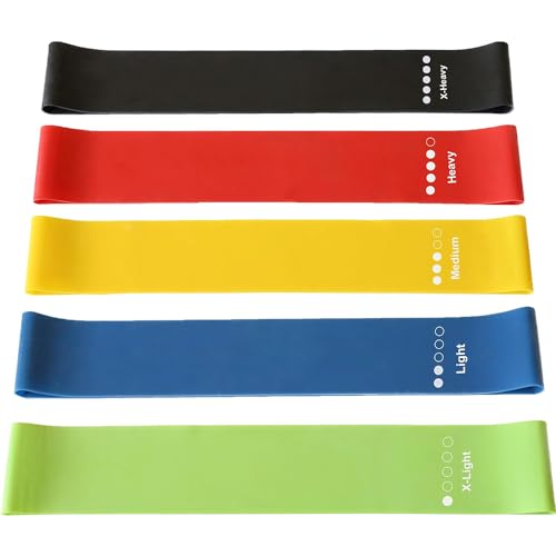 Ram® 5 PACK Gym Resistance Bands Women Men Strength Training Resistant Bands Pilates Yoga Gym Leg Training Glutes Resistance Bands x 5 With Carry Case