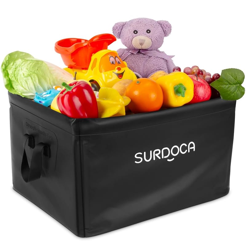 SURDOCA Waterproof Foldable Car Boot Organiser, 38L Car Storage Box with Reinforced Handle, Non-Slip Strips, Ultrasonic Sealed Seams