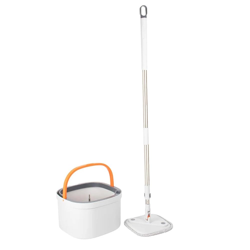 A2Z Square 360 Spin Mop Bucket Set for Easy Cleaning, Self Wringing Wet Dry, White