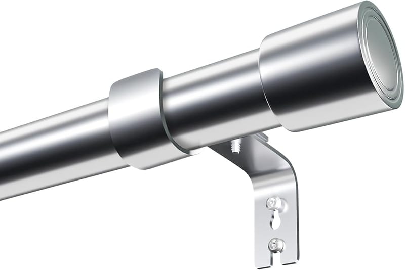 Venwemong Curtain Pole with Brackets Fittings Set Window Poles Heavy Duty Door Curtain Poles for Bedroom, Living Room (Silver, 84-150cm/33-59in)