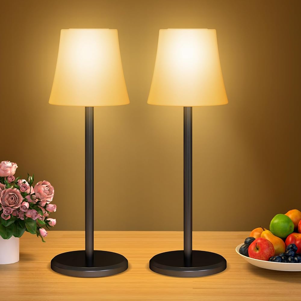 Suright Rechargeable Cordless Table Lamp, Dimmable Touch Control Desk Lamp, IP54 Waterproof