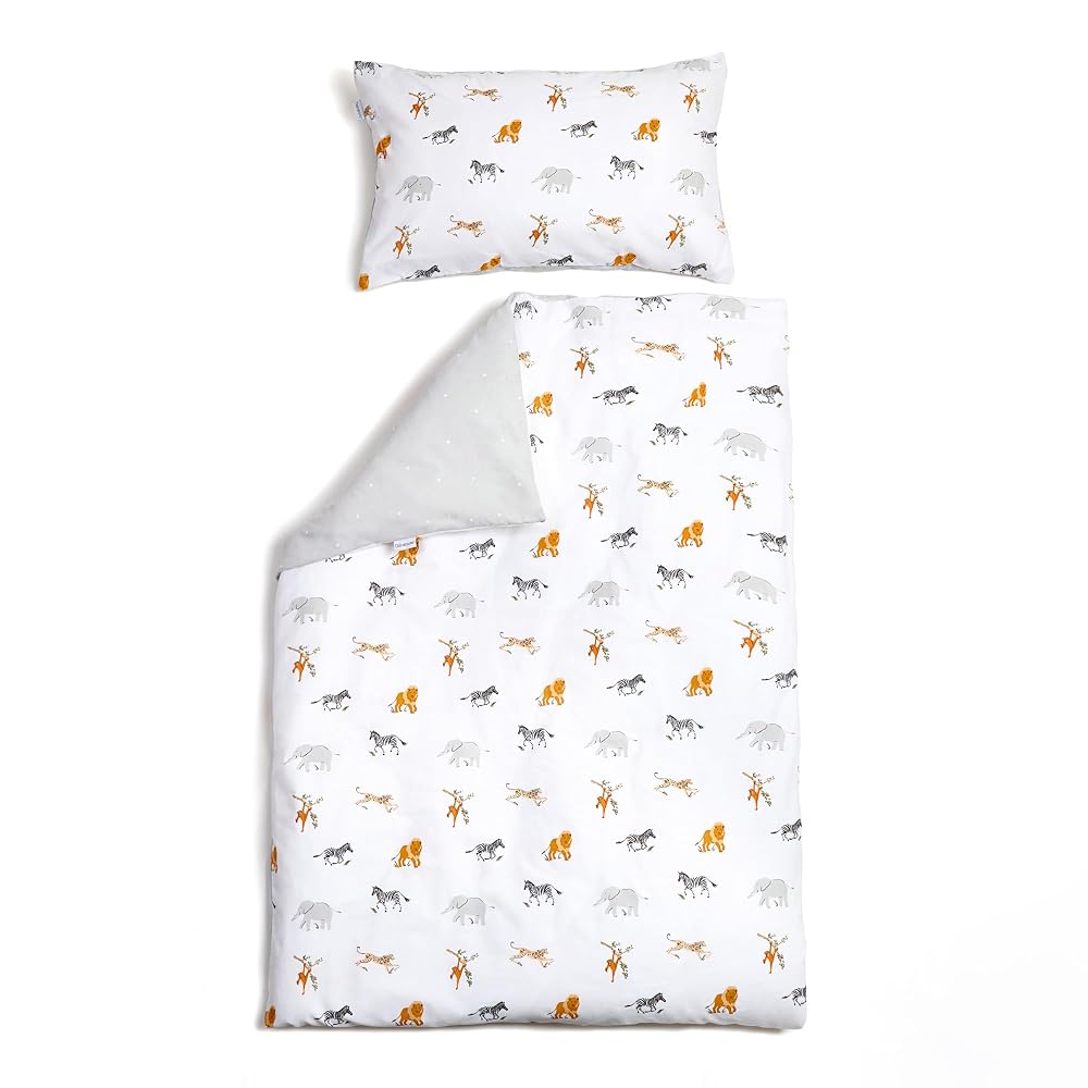 Clair de Lune Jungle Dream Reversible Cot Bed Duvet Cover and Pillowcase Set, 120 x 150cm
