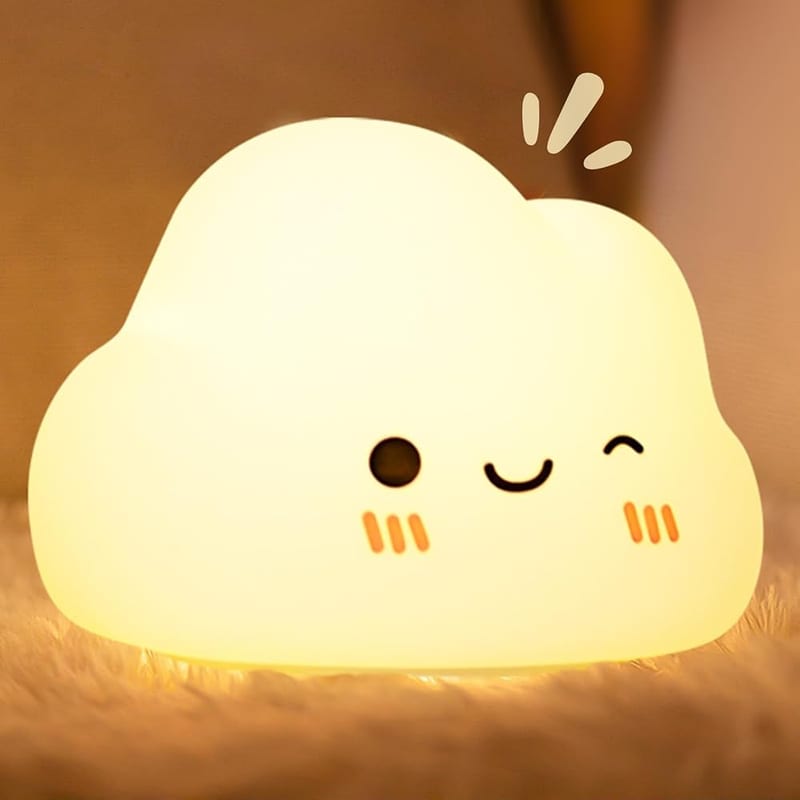 Diboniur Cute Night Light Kids Bedroom, Baby Night Light Newborn, 7 Colours 3 Brightness, Cloud Lamp for Kids Toddler Nursery Decor, Rechargeable, White
