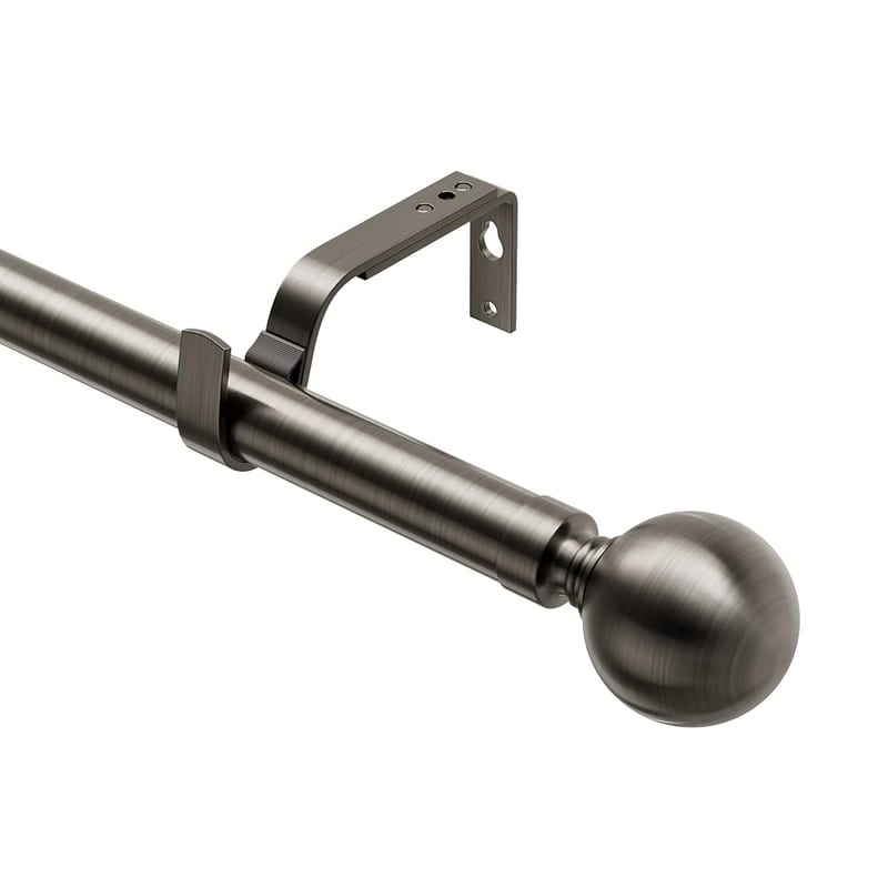 Extendable Curtain Rods 76-350cm, Dia 25mm Splicing Adjustable Curtain Pole with 60mm Metal Ball Finials for Eyelet Curtains, Black Nickel