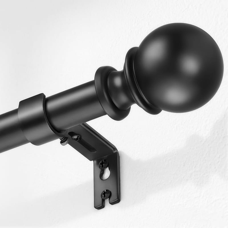DEFYNEE Curtain Poles for Eyelet Curtains, 25mm 80-305cm Extendable, Black | Heavy-duty Curtain Rods, 15kg Load, Wall/Ceiling Mount, Brackets Included