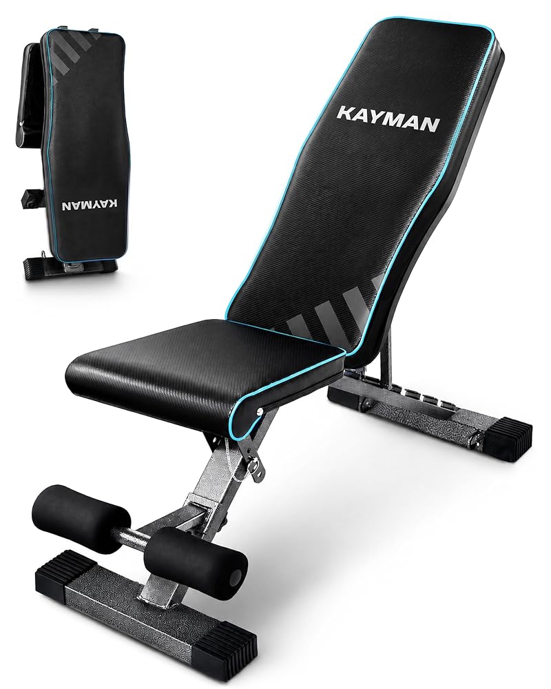Kayman Adjustable Weight Bench, 6 Back, 4 Seat, 3 Leg Levels, Foldable
