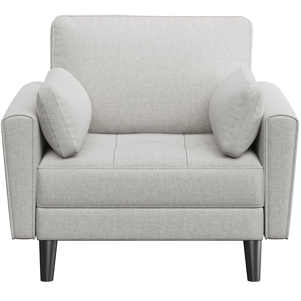 Yaheetech Oversized Ergonomic Tub Lounge Armchair with 2 Pillows, Greige