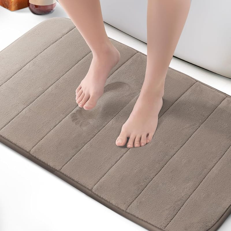 KEPLIN Memory Foam Bath Mat, Ultra-Soft Non-Slip Machine Washable, Beige, 50 x 80cm