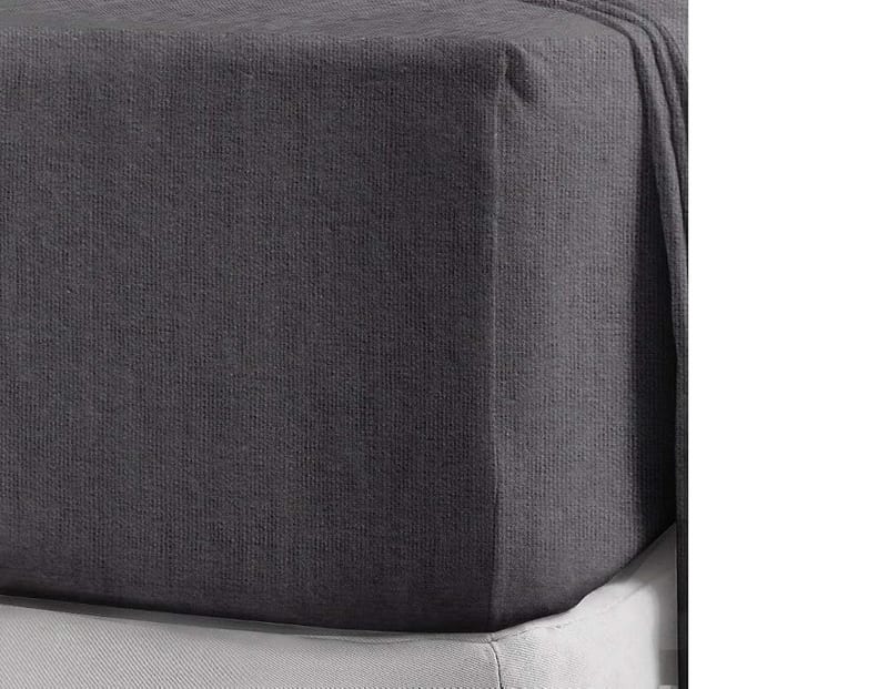 Rayyan Linen Thermal Flannelette Fitted Sheet, Brushed 100% Cotton, 25cm Deep, Charcoal Grey, Double