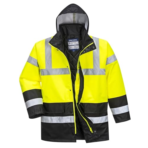 Portwest S466 Hi-Vis Contrast Winter Traffic Jacket, Waterproof, Reflective Safety Workwear