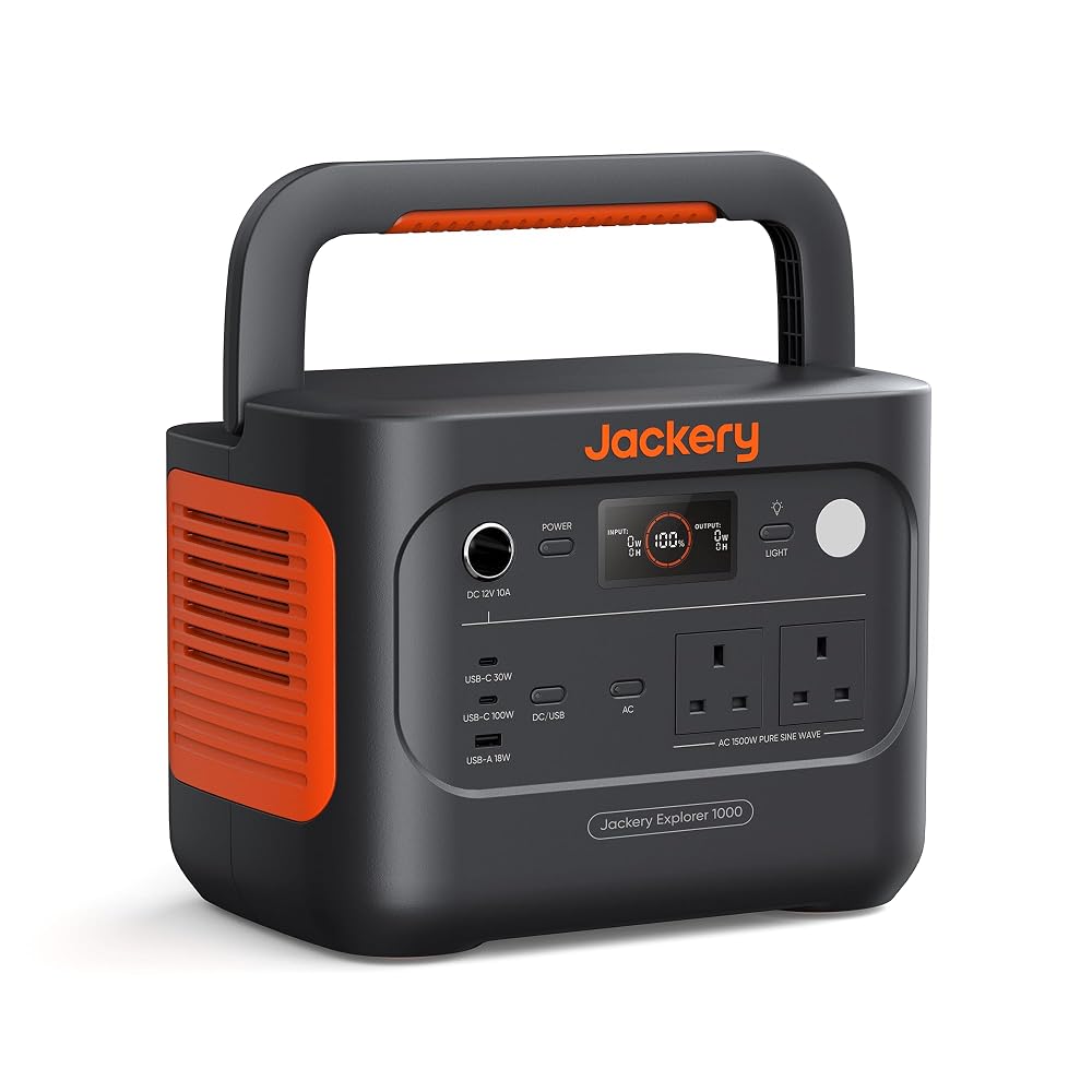 Jackery Explorer 1000 v2, 1500W 1070Wh LiFePO4 Portable Power Station, Lightweight 1kWh Power Station with Smart App Control, 100W USB-C Output, 1 Hr Fast Charge for Outdoor Camping, Home Backup