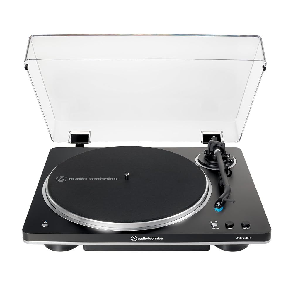Audio-Technica AT-LP70XBT Fully Automatic Wireless Belt-Drive Turntable, Black/Silver