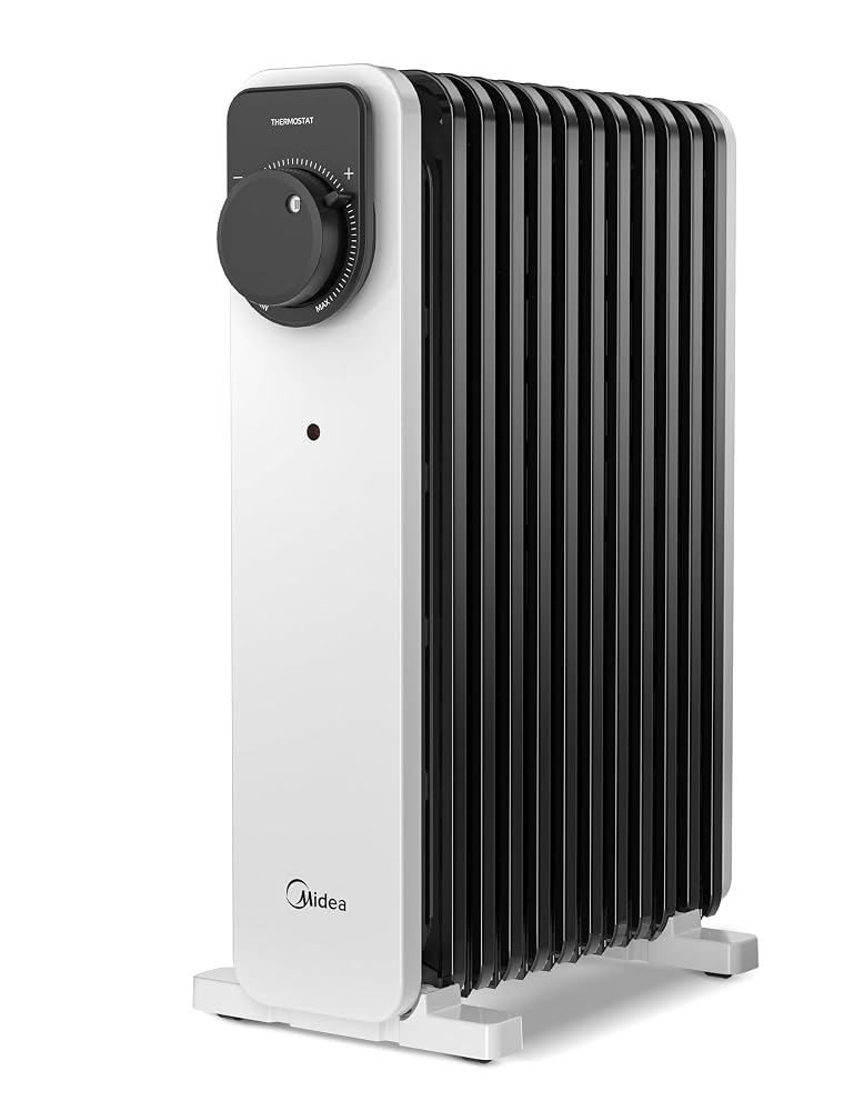 Midea Oil-Filled Radiator, 11 Fin Electric Heater with Remote Control and LED Touch Screen, 2300W