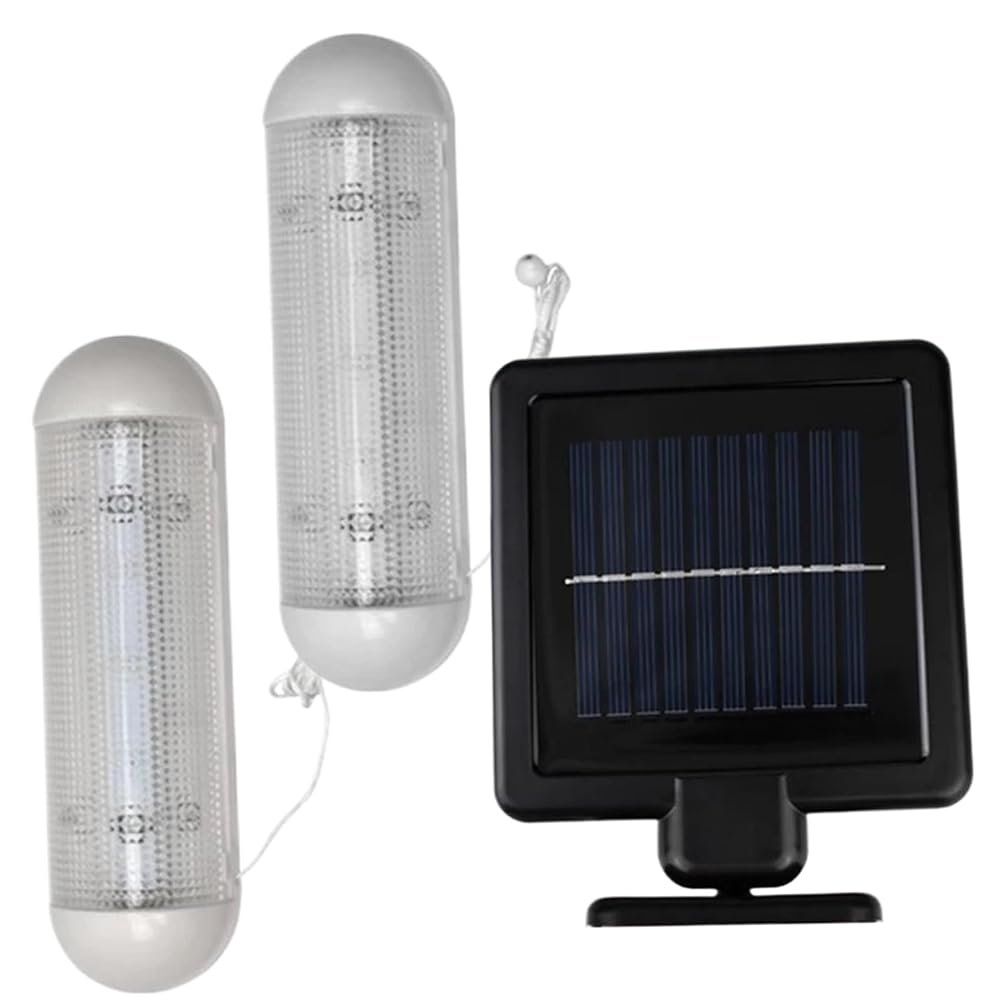 NASSMOSSE Solar Shed Light with Pull String, LED Double-Lamp Wall Mounted