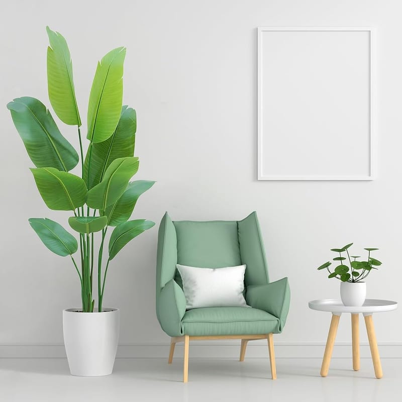 Bird of Paradise Plant Artificial 5ft, Fake Tropical Tree in Pot for Home Office Living Room Decoration