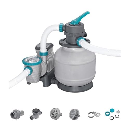 Bestway 2,200 Gallon Sand Filter Pump for 300 to 11,200 Gallon Above Ground Outdoor Swimming Pools with ChemConnect Clean Water Dispenser