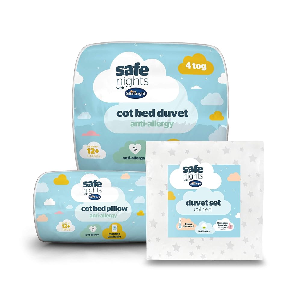 Silentnight Safe Nights Cot Bed Duvet and Pillow Bundle with Covers