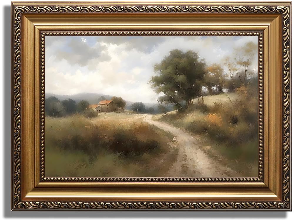 ASTRDECOR Vintage Gold Framed Wall Art, Landscape Paintings Print for Living Room Hallway Decor