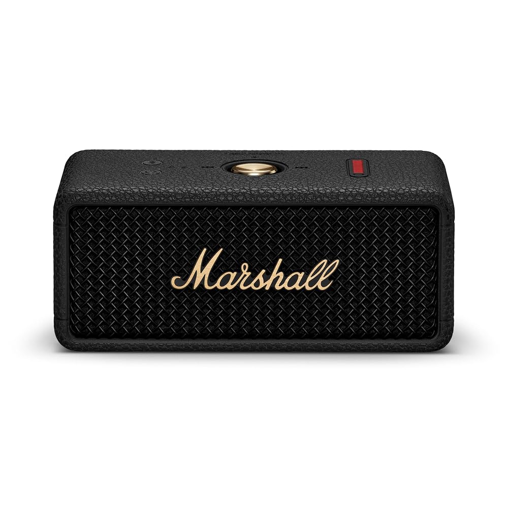 Marshall Emberton III Portable Bluetooth Speaker, Wireless, IP67 Rating Dust & Water Resistant, 32+ Hours Playtime, Quick Charge - Black & Brass