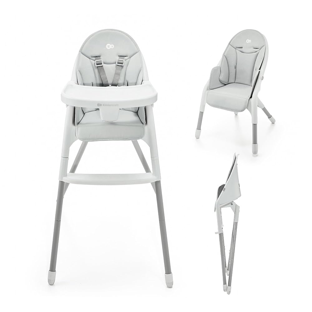 Kinderkraft DINNLY Foldable Highchair with Adjustable Height and Tray