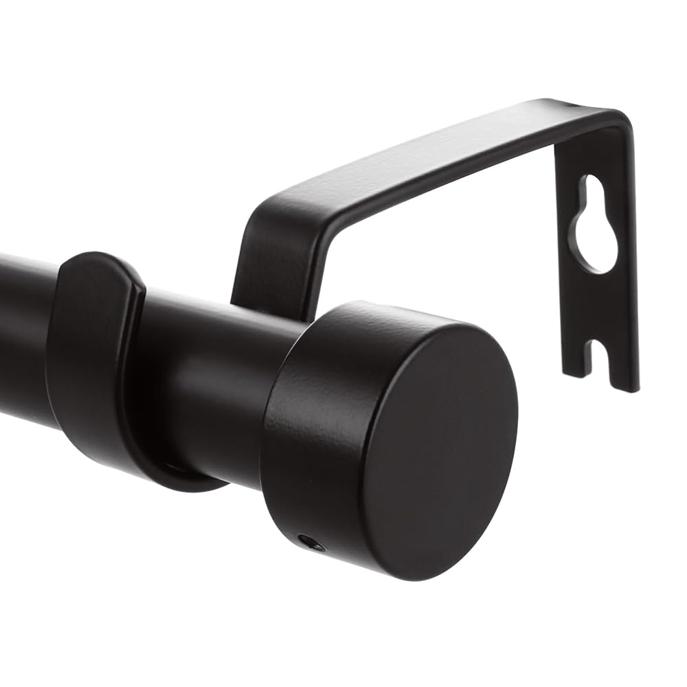 ASelected Black Curtain Pole, 91-225 cm/36-88 inch Extendable Curtain Rod with Brackets, Adjustable Curtain Pole Metal Heavy Duty for Eyelet Curtains, Bedroom, Living Room