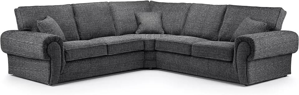 Symmetrical Corner Sofa, Chenille Fabric, Grey