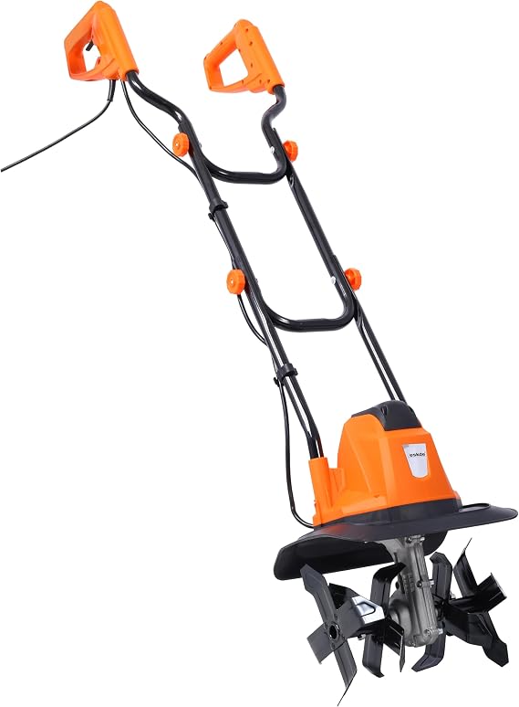 eSkde Electric Tiller Rotavator and Garden Cultivator 1050W | 4 robust steel tines, 32cm width and 22cm depth , 10m cable