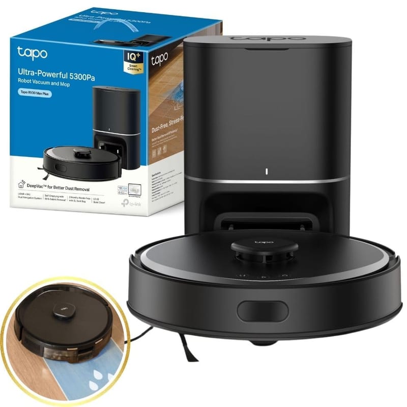 Tapo RV30 Max Plus Robot Vacuum Cleaner with Mop, Auto-Empty